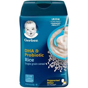img 4 attached to 🍚 Гербер ДГА и пробиотическая однозерновая рисовая детская каша: Полезное питание и удобная упаковка объемом 8 унций (6 штук)