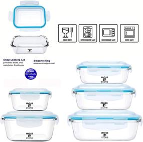 img 3 attached to 🍽️ Moss & Stone Kitchen Glass Food Storage Containers Set with Lids: 10-Piece BPA-Free, Oven-Safe, Freezer-Safe, Microwave-Safe, Dishwasher-Safe I Leak-Proof Transparent Lids I Glass Tupperware Set in Various Sizes