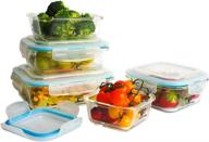 🍽️ moss & stone kitchen glass food storage containers set with lids: 10-piece bpa-free, oven-safe, freezer-safe, microwave-safe, dishwasher-safe i leak-proof transparent lids i glass tupperware set in various sizes логотип