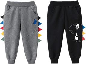 img 4 attached to Black5080 Gray5073 Toddler Athletic Dinosaur Sweatpants Boys' Clothing in Pants