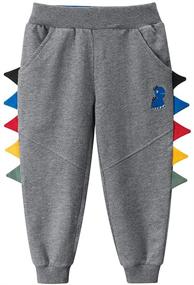 img 2 attached to Black5080 Gray5073 Toddler Athletic Dinosaur Sweatpants Boys' Clothing in Pants
