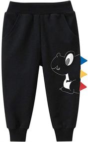 img 3 attached to Black5080 Gray5073 Toddler Athletic Dinosaur Sweatpants Boys' Clothing in Pants
