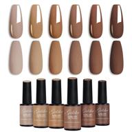 💅 neutral nude brown gel nail polish set - popular fall nail lacquer shellac | soak off gel, non-toxic, cured required | diy nail art salon manicure at home logo