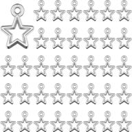 150-piece silver plated star pentagram charms: celestial mini star dangle charms for diy jewelry making logo