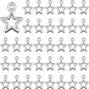 img 4 attached to 150-Piece Silver Plated Star Pentagram Charms: Celestial Mini Star Dangle Charms for DIY Jewelry Making