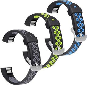 img 4 attached to 🌈 SKYLET Ремешки для детей Fitbit Ace/Fitbit Alta Hr - 3 шт. Мягкие дышащие спортивные браслеты черного цвета