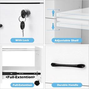 img 1 attached to 🗄️ Panana Wood File Cabinet: 3 Drawer Mobile Lateral Filing Cabinet on Wheels with Printer Stand and Open Storage Shelves for Home Office (White)