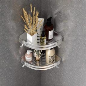 img 2 attached to 🛁 VOLPONE 2 Pack Shower Corner Shelf - No Drill Bathroom Caddy for Shower Storage - Rust Proof Corner Wall Shelf Organizer, Silver