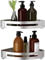 🛁 volpone 2 pack shower corner shelf - no drill bathroom caddy for shower storage - rust proof corner wall shelf organizer, silver logo