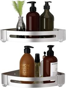 img 4 attached to 🛁 VOLPONE 2 Pack Shower Corner Shelf - No Drill Bathroom Caddy for Shower Storage - Rust Proof Corner Wall Shelf Organizer, Silver