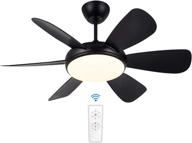 🏡 52 inch black ceiling fan with light and remote control, flush mount ceiling fan with remote control, 3 color light, 6 reversible blades, 6 adjustable speeds & 4 timer options for living room, dining room, bedroom, hallway логотип