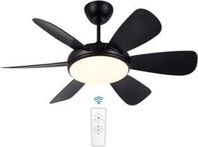 img 4 attached to 🏡 52 inch Black Ceiling Fan with Light and Remote Control, Flush Mount Ceiling Fan with Remote Control, 3 Color Light, 6 Reversible Blades, 6 Adjustable Speeds & 4 Timer Options for Living Room, Dining Room, Bedroom, Hallway