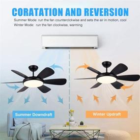 img 2 attached to 🏡 52 inch Black Ceiling Fan with Light and Remote Control, Flush Mount Ceiling Fan with Remote Control, 3 Color Light, 6 Reversible Blades, 6 Adjustable Speeds & 4 Timer Options for Living Room, Dining Room, Bedroom, Hallway