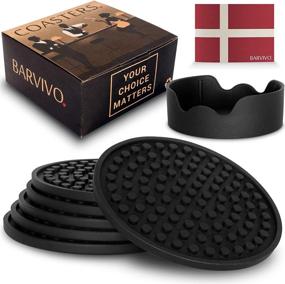 img 4 attached to 🍸 BARVIVO Drink Coasters Holder Set: Stylish and Practical Tabletop Storage Solution!