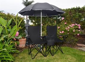 img 2 attached to Trademark Innovations Double Folding Chair for Camping and Beach with Detachable Umbrella and Built-in Cooler