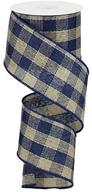 🎨 woven canvas check wired edge ribbon - 10 yards: blue/beige (2.5 inch) for crafts & diy projects logo