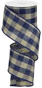 img 2 attached to 🎨 Woven Canvas Check Wired Edge Ribbon - 10 Yards: Blue/Beige (2.5 Inch) for Crafts & DIY Projects