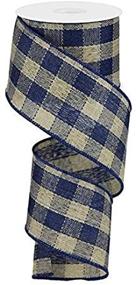 img 1 attached to 🎨 Woven Canvas Check Wired Edge Ribbon - 10 Yards: Blue/Beige (2.5 Inch) for Crafts & DIY Projects