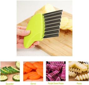 img 1 attached to 🔪 Crinkle Cutter French Fry Wave Knife - Stainless Steel Knife for Cutting Fruits and Vegetables, Must-Have Kitchen Kid Knife for Thin Slices of Potatoes, Onions, Carrots (Green)