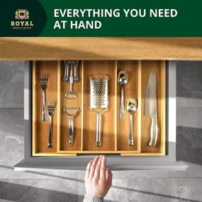 img 1 attached to Luxury Bamboo Kitchen Drawer Organizer: Expandable Utensil & Silverware Holder - Natural, 20" x 17.5