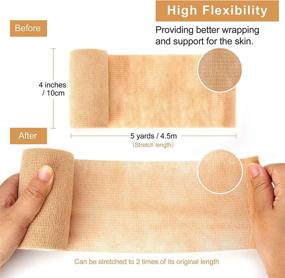 img 2 attached to 🏥 Cohesive Bandage Wrap - 8 Pack 4 Inches X 5 Yards, Self-Adhesive Bandage Vet Wrap for First Aid, Sports Injuries, Ankle/Wrist Sprains & Swelling - Ideal for Humans & Animals