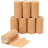 🏥 cohesive bandage wrap - 8 pack 4 inches x 5 yards, self-adhesive bandage vet wrap for first aid, sports injuries, ankle/wrist sprains & swelling - ideal for humans & animals логотип