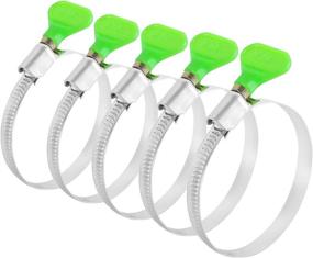 img 2 attached to iPower GLCLAMHOSE4: 4 Inch Green Key 🔧 Adjustable Stainless Steel Vent Hose Clamps – 5 Pack