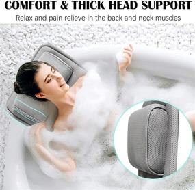 img 2 attached to 🛀 Upgraded Non-Slip Full Body Bath Pillow for Tub, Spa Bathtub Cushion for Head Neck Shoulder and Back Rest Support, Hot Tub Accessories-50 x 15", Grey