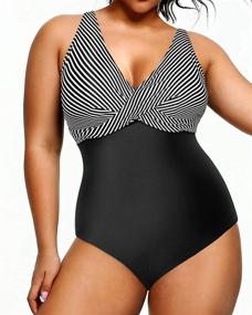 img 3 attached to 👙 Yonique Women's Plus Size Tummy Control Slimming One Piece Swimsuit for Beach & Pool