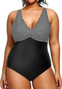 img 4 attached to 👙 Yonique Women's Plus Size Tummy Control Slimming One Piece Swimsuit for Beach & Pool