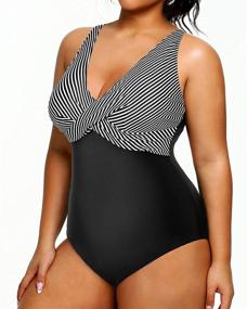 img 2 attached to 👙 Yonique Women's Plus Size Tummy Control Slimming One Piece Swimsuit for Beach & Pool