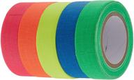 🎉 dimrom fluorescent neon gaffer tape, 5-pack - cloth matt finish reactive under uv blacklight - ideal for glow parties and art projects - each roll 18 ft x 0.5 in logo