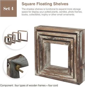 img 2 attached to 📦 J JACKCUBE DESIGN Floating Square Shelves - Rustic Wood Cube Display Shadow Boxes for Boho Home Décor - Set of 4