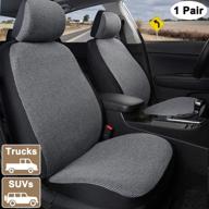 🐼 black and grey high back front seat cover for chevy silverado, dodge ram, ford f-series trucks - giant panda design logo