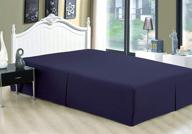 🛏️ premium navy blue queen size bamboo bed skirt | ultra soft silky hotel quality | all season deep pocket | 16 inch drop | marina decoration logo
