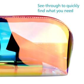 img 2 attached to 💄 Packism 2 Pack Waterproof Holographic Cosmetic Bags, Multifunctional Travel Toiletry Organization Pouches for Women - Pink & Purple Makeup Bag Set