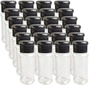 img 4 attached to 🌶️ 24-Piece Set: Black Plastic Spice Bottles with Sifter Lid - 2 Oz Clear Reusable Jars for Kitchen Herbs, Seasonings & Toppings