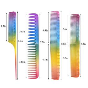 img 2 attached to 🌈 Набор из 4 радужных расчесок Aethland для женщин и детей, для стрижки и салона - хвостовая расческа, расческа с тонкими зубцами, расческа для укладки и обратной расчески волос (радужный)