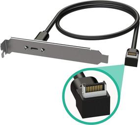 img 4 attached to 🔌 LINKUP USB-C Type Panel Cable Mount Adapter - 20Gbps USB3.2 Gen2 2x2 | Right Angle, 40cm | 20-Pin A-Key Male to USB-C Female Connector