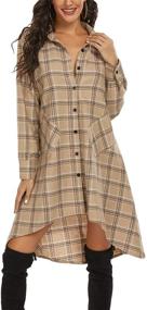 img 4 attached to 👗 olrain Women's Plaid Irregular Hem Casual Shirt Dress - New Arrival