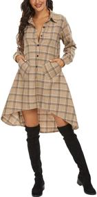 img 3 attached to 👗 olrain Women's Plaid Irregular Hem Casual Shirt Dress - New Arrival