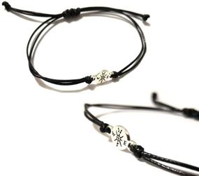 img 2 attached to 🤝 Matching Distance Bracelets for Best Friends | Friendship Bracelets for Couples | Adjustable Pinky Promise Bangle Bracelets for Him and Her | Girlfriend Boyfriend Christmas Gifts with Compass