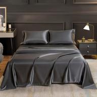 utunay 3-piece satin sheets set - silky soft twin size bedding with deep pocket fitted sheet, flat sheet, and pillowcase (gray) logo