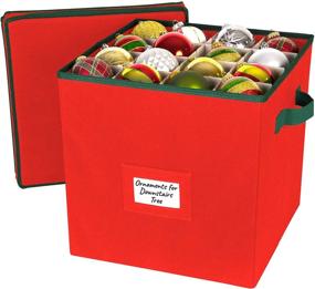 img 4 attached to 🎄 Efficient Christmas Ornament Storage Box with Lid - Organize & Preserve up to 64 Holiday Ornaments and Decorations in this Convenient Cube Container - Red/Green Trim