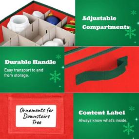 img 2 attached to 🎄 Efficient Christmas Ornament Storage Box with Lid - Organize & Preserve up to 64 Holiday Ornaments and Decorations in this Convenient Cube Container - Red/Green Trim