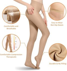 img 2 attached to 🧦 Beige XXL Compression Pantyhose: 20-30 mmHg Support for Women, Relieve Swelling, Varicose Veins, and Edema - Nursing Graduated Compression Tights