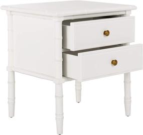 img 3 attached to 🌊 Safavieh Home Collection Mina Modern Coastal White Bamboo Nightstand, featuring 2 Drawers - 25 Inches