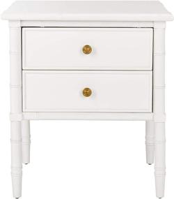 img 2 attached to 🌊 Safavieh Home Collection Mina Modern Coastal White Bamboo Nightstand, featuring 2 Drawers - 25 Inches