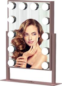 img 4 attached to 💄 Impressions Hollywood Tri Tone XL Makeup Mirror with 12 LED Bulbs, 360 Degree Swivel - Rose Gold Vanity Dressing Mirror