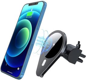 img 4 attached to Fast Wireless Car Charger Phone Mount by ikeer - Magnetic Auto-Clamping Air Vent Holder for iPhone 13/13 Pro/13 Pro Max/13 Mini/12/12 Pro/12 Pro Max/12 Mini - 15W